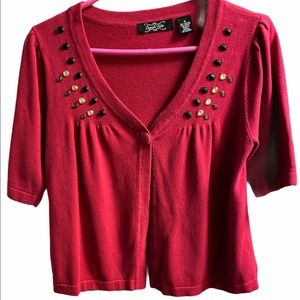 Crystal Kobe Red Beaded Top Size Medium